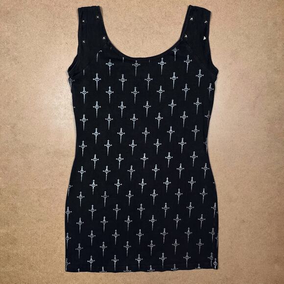 Rare Lip Service Silver Dagger 25 Years Dress Size XL Vintage Goth Gothic Y2K - Picture 6 of 16